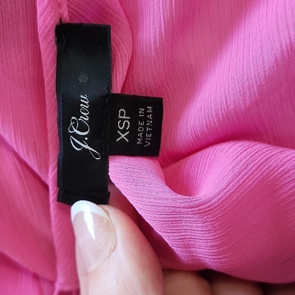 J.Crew Barbie Pink Tiered Chiffon Midi Dress Size XSPetite - Picture 9 of 12